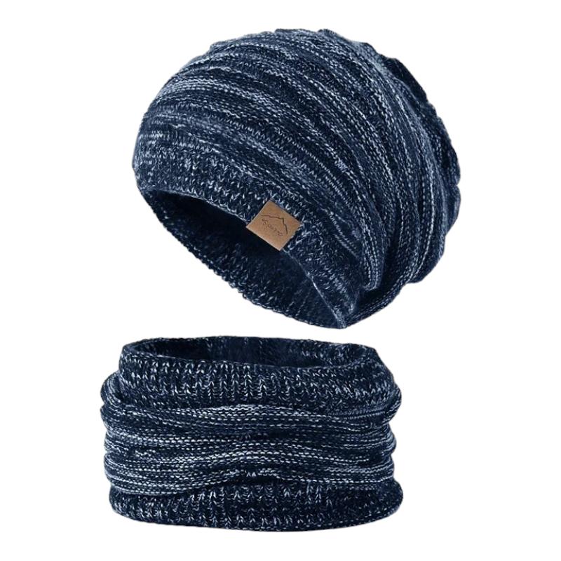 Ensemble Snood Bonnet Homme Bleu Marine 56-60cm