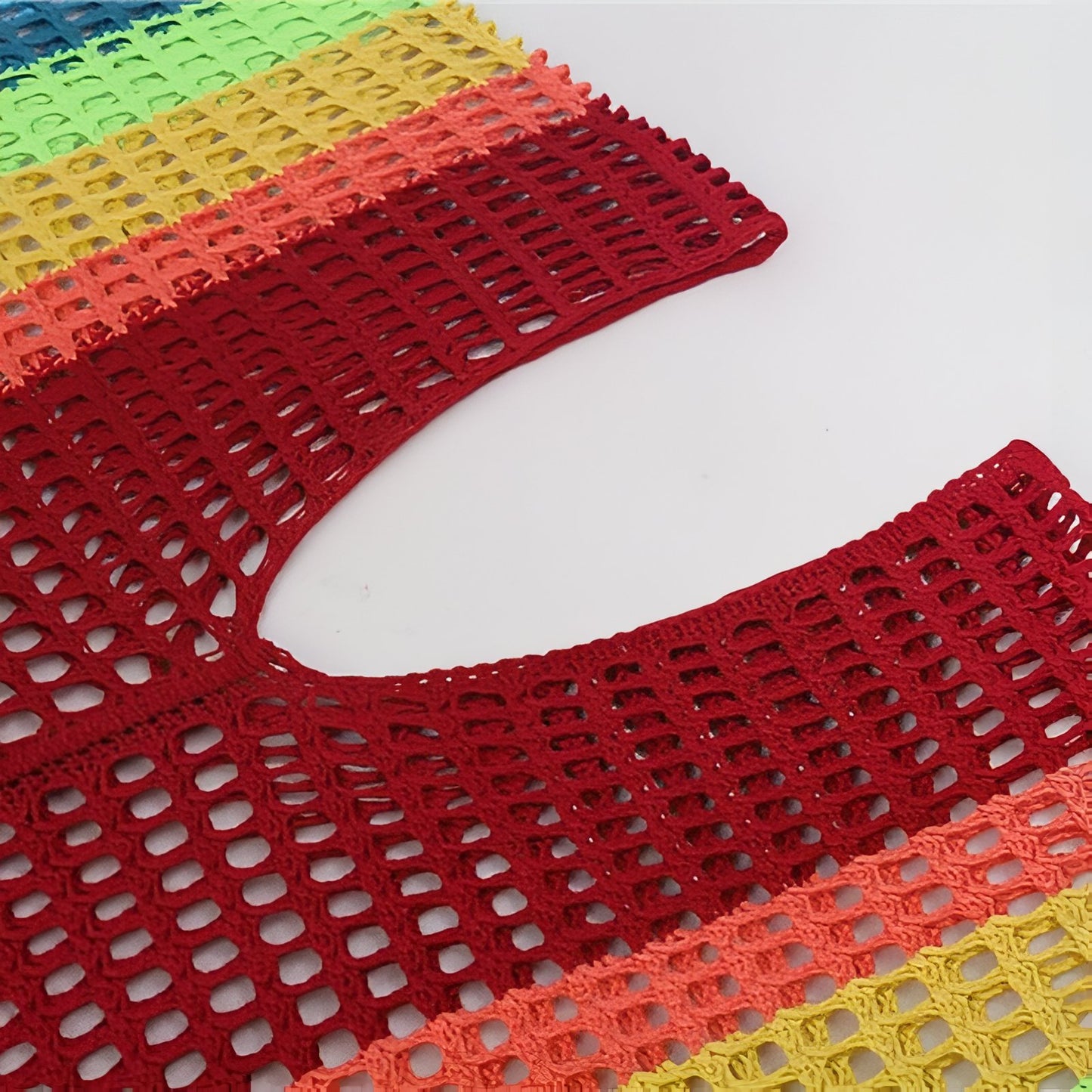Robe de Plage Courte en Crochet Multicolore