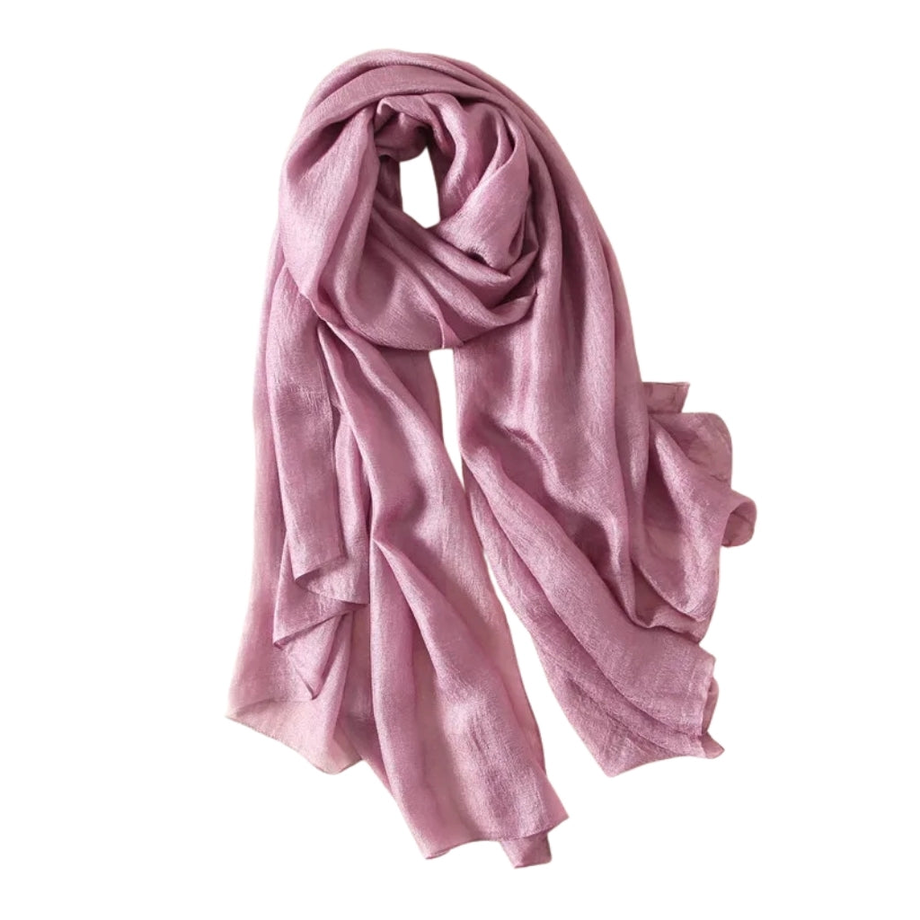 Long Foulard Satiné - Rose Poudré - 180x90cm