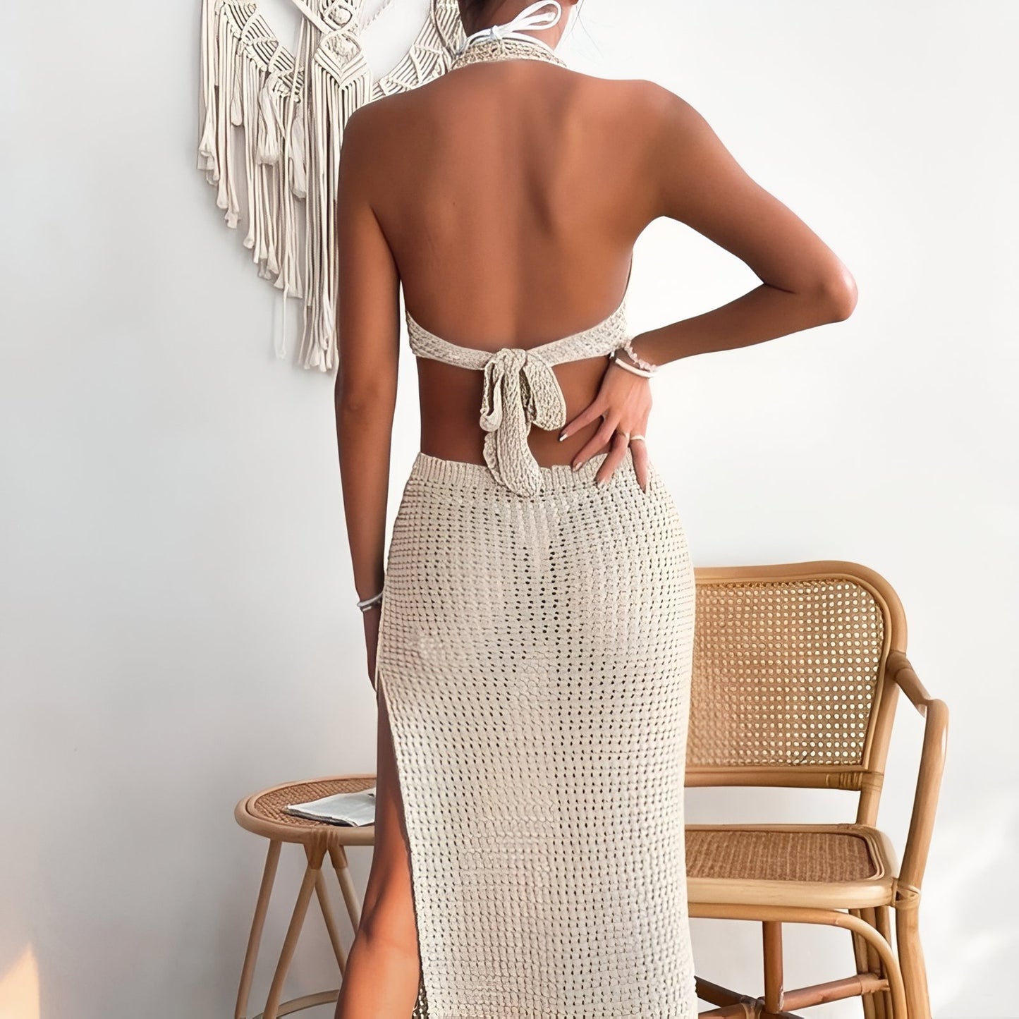 Robe de Plage Ajourée en Crochet