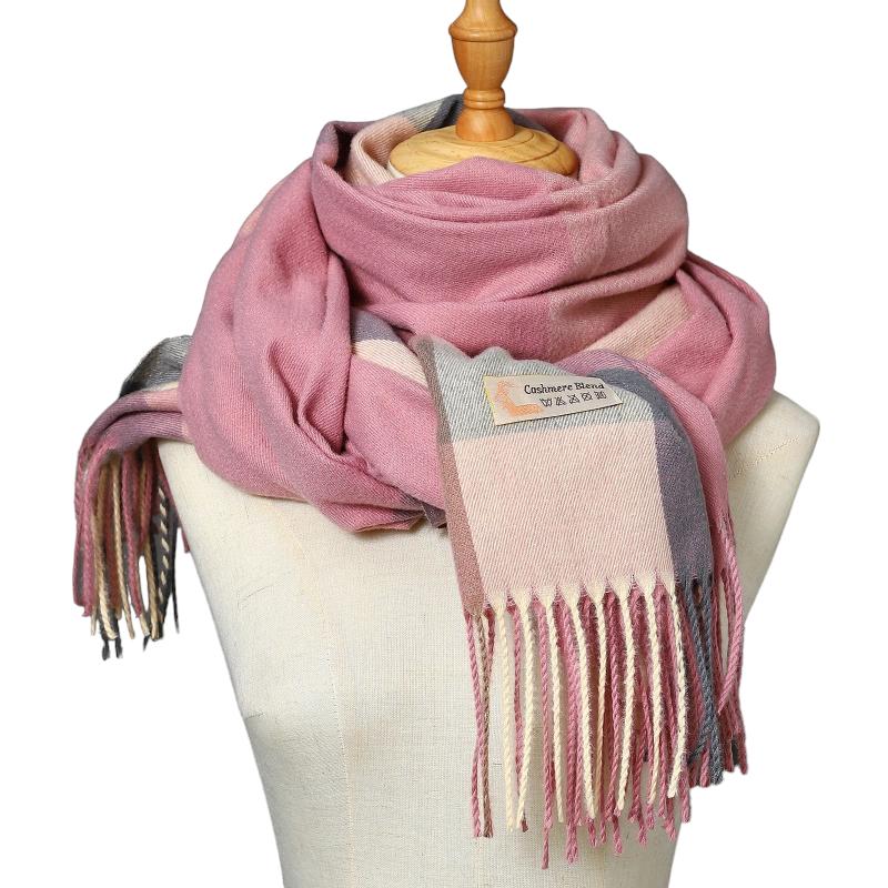Echarpe Plaid Ecossais Rose Poudré