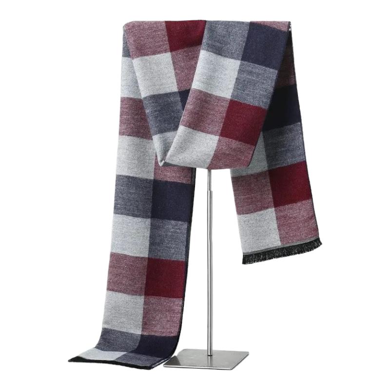 Echarpe Cachemire Homme Luxe Bordeaux et Marine 180*30cm