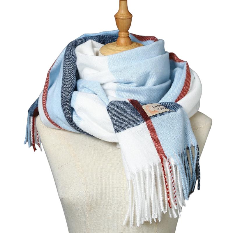 Echarpe Plaid Ecossais Bleu Ciel