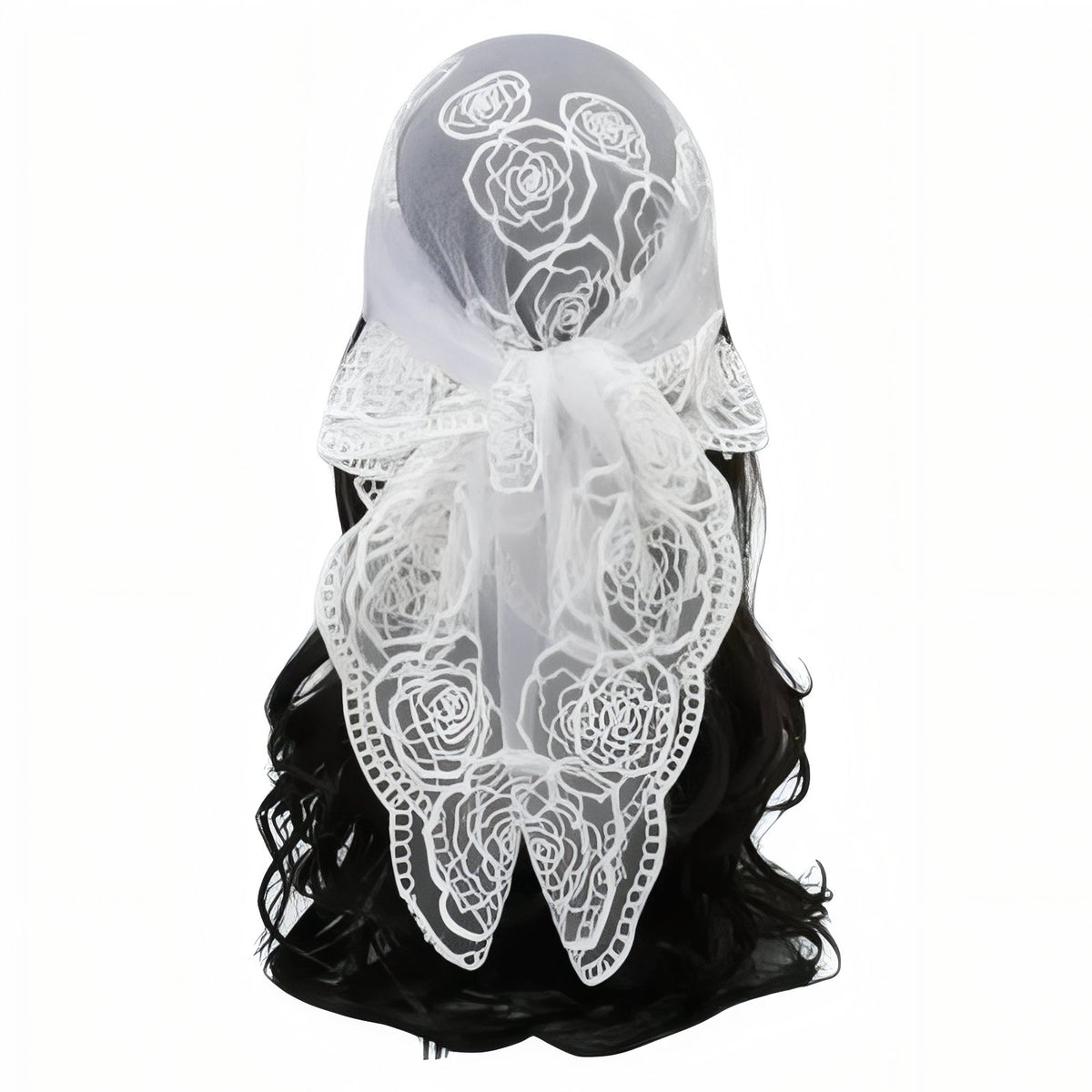 Foulard Cheveux Dentelle - Blanc - 80*80cm
