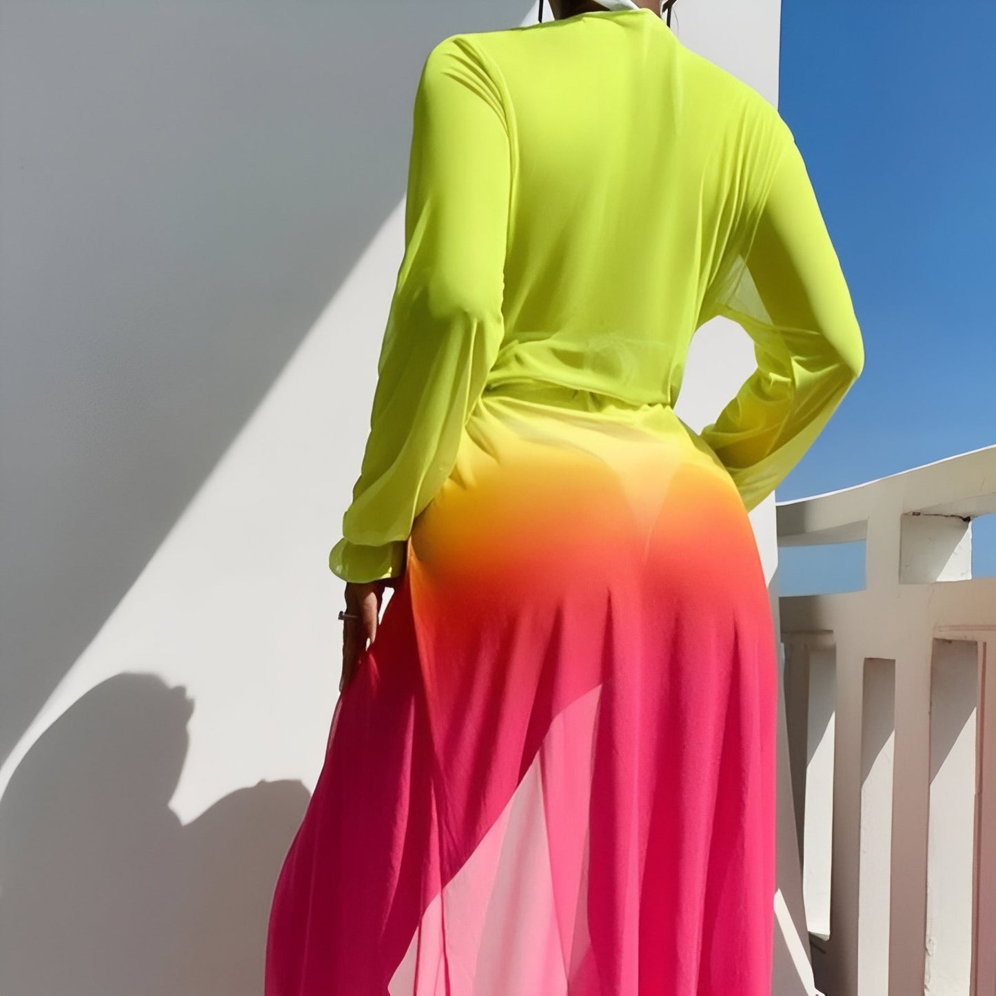 Longue Robe Kimono de Plage Transparente Flashy