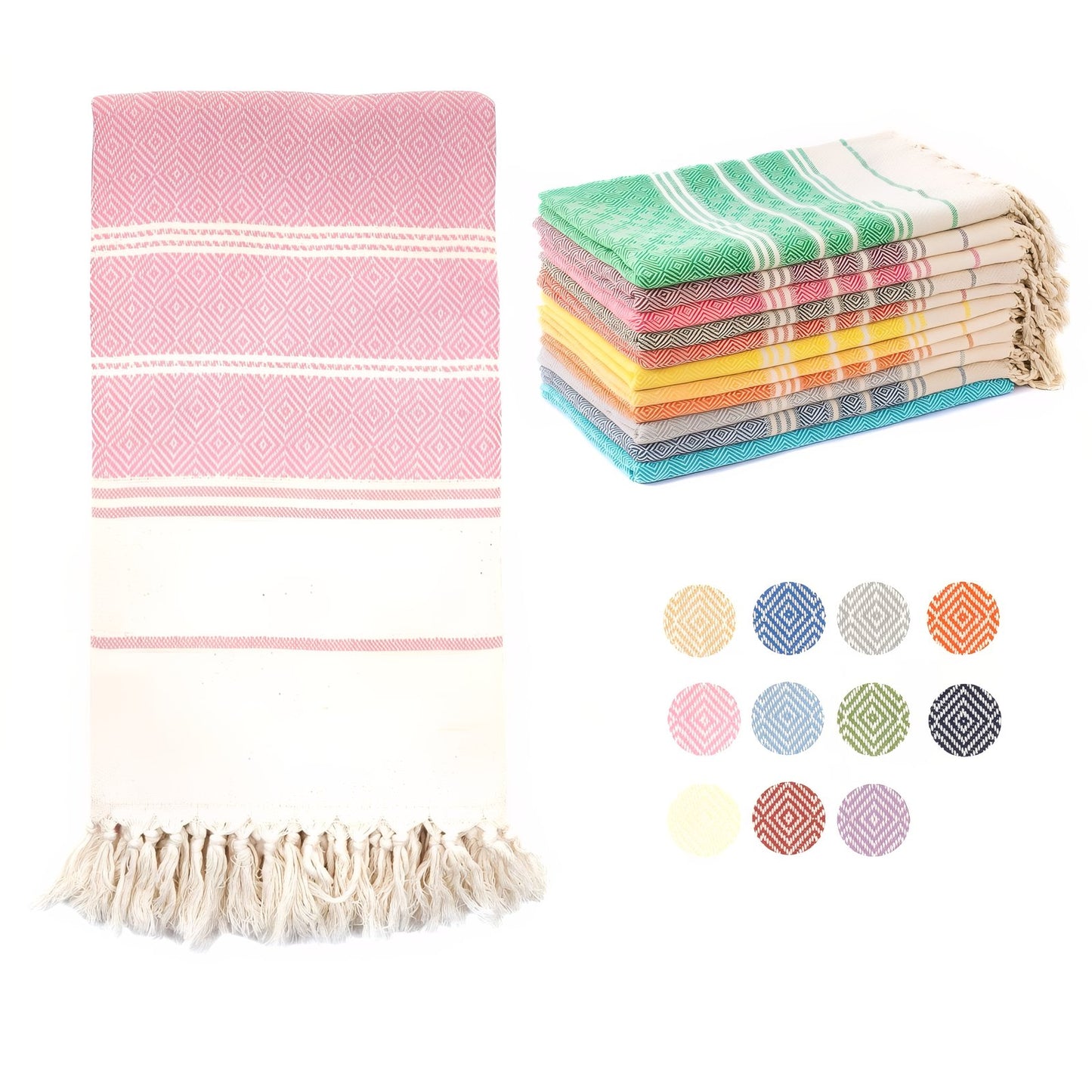 Fouta de Plage en Coton Coloré à Franges