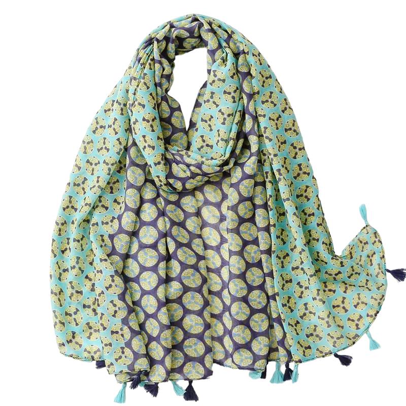 Foulard Chèche Femme Vert Émeraude et Violet 180*90cm