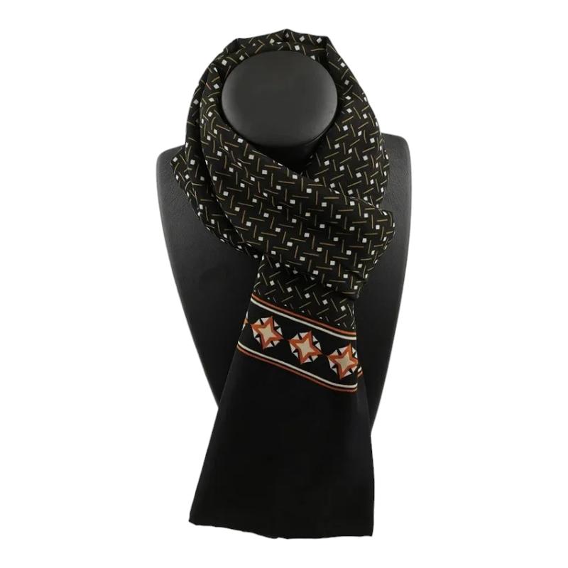 Echarpe Foulard pour Homme Noir et Orange 130*28cm