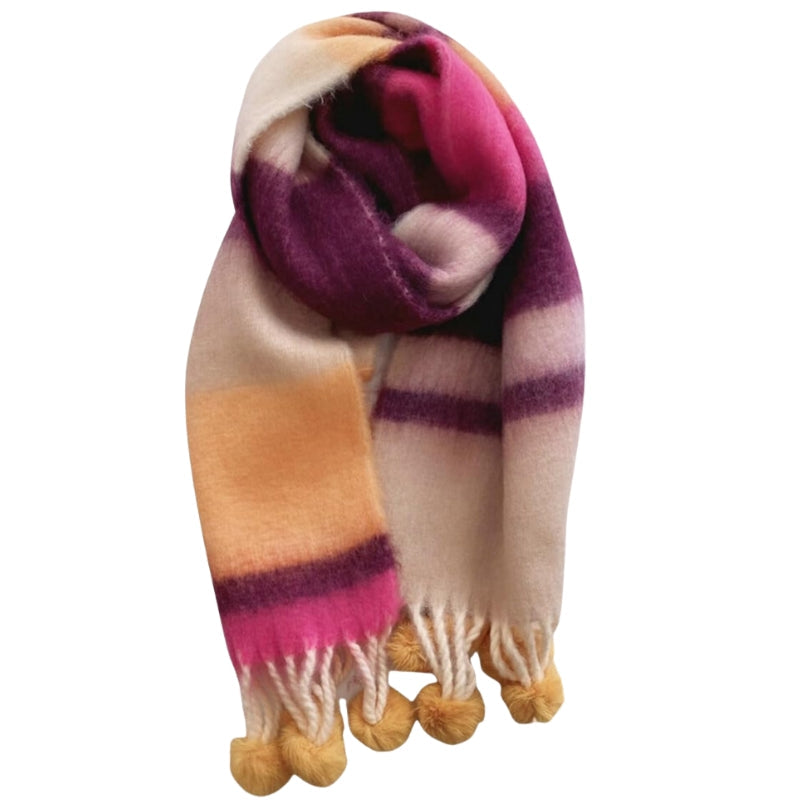 Écharpe Femme Hiver Chaud Doux Polyester 160x20cm - Beige Élégante Et Confortable