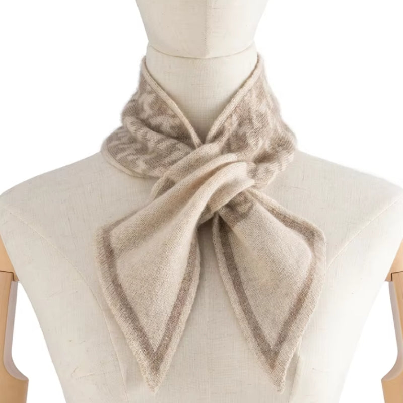 Echarpe Pied de Poule Beige et Taupe 90*11cm