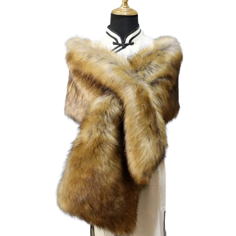 Etole Fausse Fourrure Beige Doré 160*22cm