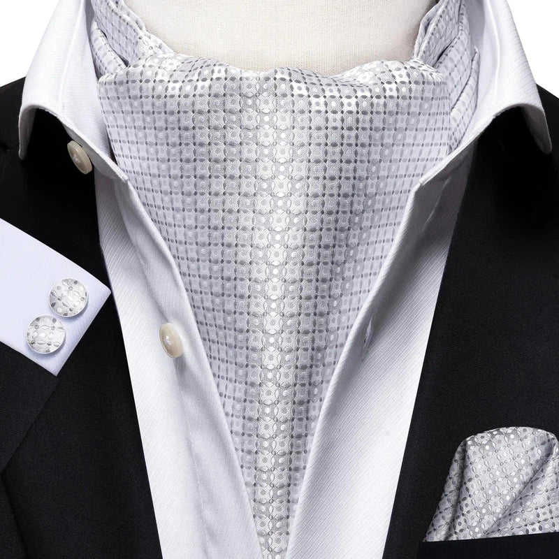 Foulard Ascot Homme Gris Clair et Argenté