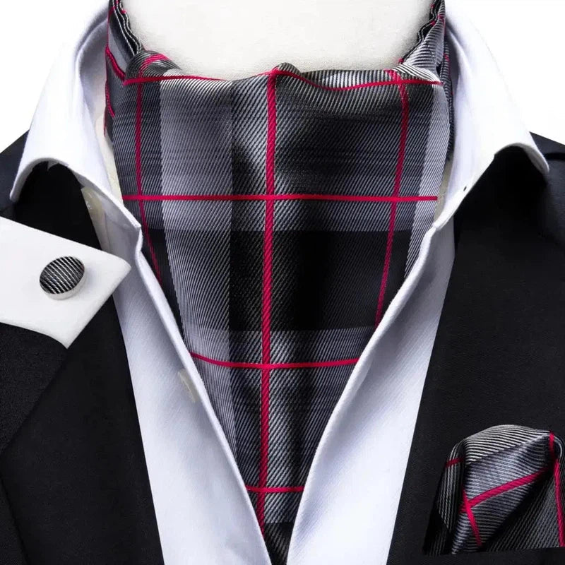 Foulard Ascot Homme Gris et Rose