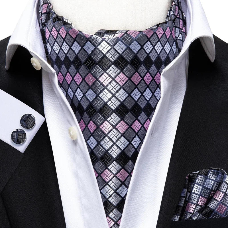 Foulard Ascot Homme Violet et Argent