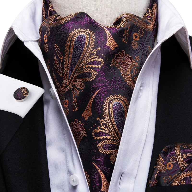 Foulard Ascot Homme Violet et Or