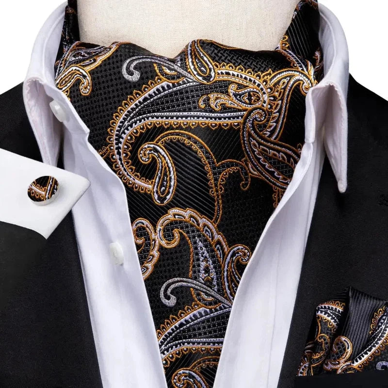 Foulard Ascot Homme Noir et Or
