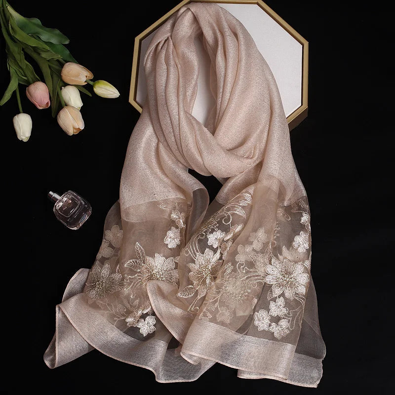 Etole Brodée Mariage Beige Poudré 80x190cm