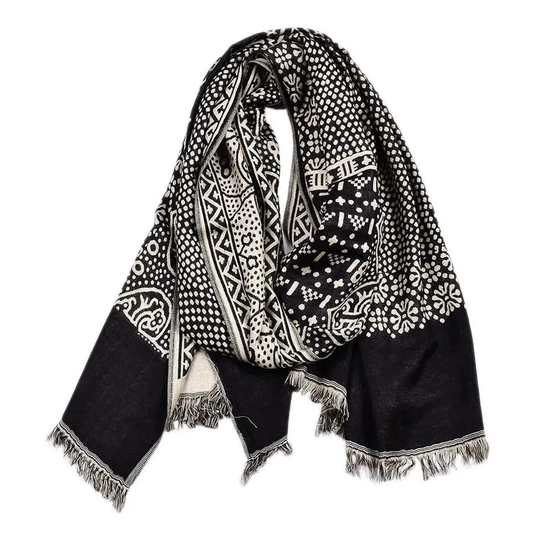 Echarpe Coton Homme Noir et Blanc 65*195cm