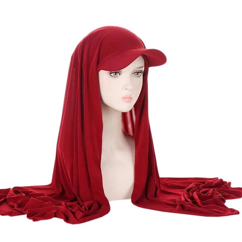 Foulard Casquette Hijab Rouge