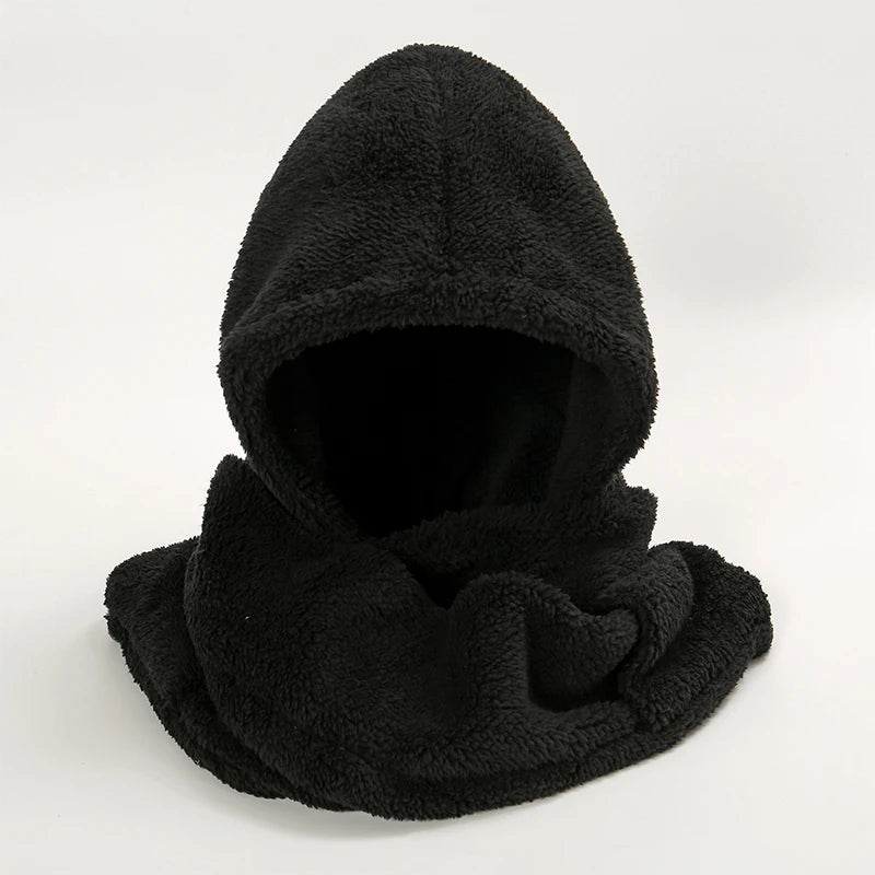 Capuche Echarpe Polaire Femme Noir 220x10cm