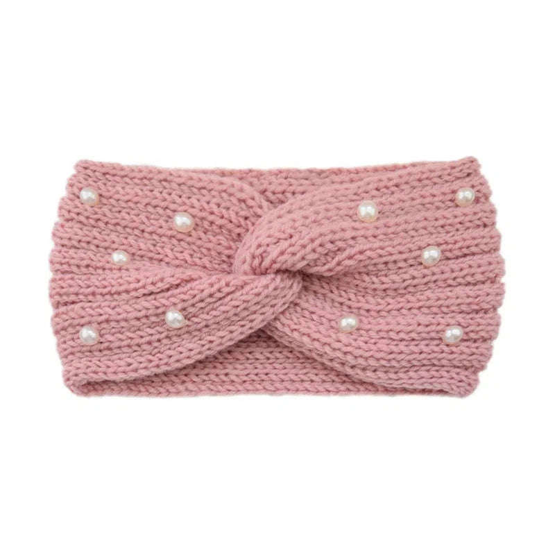 Bandeau Cheveux Femme Hiver Rose Poudré