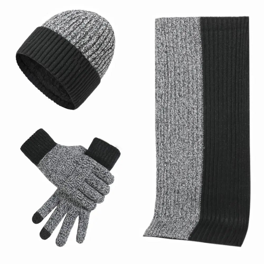 TAGVO Ensemble Bonnet Écharpe Gants Tactiles 3 En 1 - Tricoté Doublé Molleton Chaud Pour Homme Femme