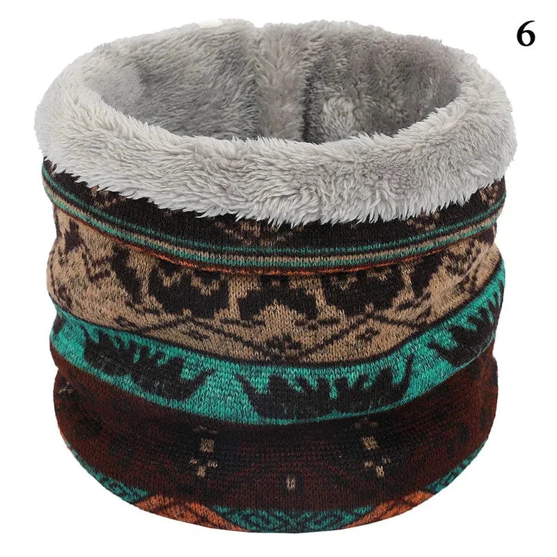 Snood Doublé Polaire Vert Émeraude à Motifs