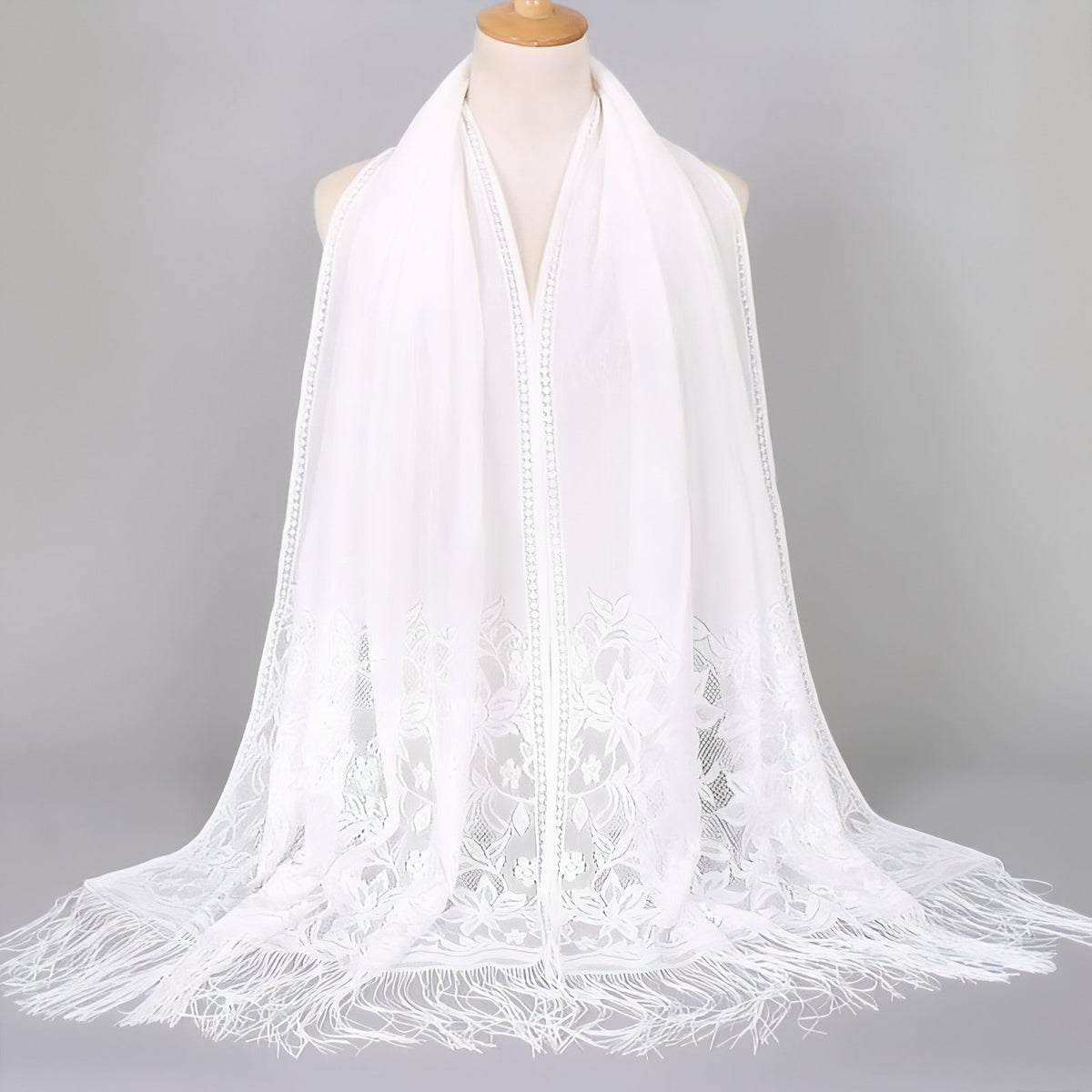 Etole Châle Style Dentelle - Blanc - 170*65cm