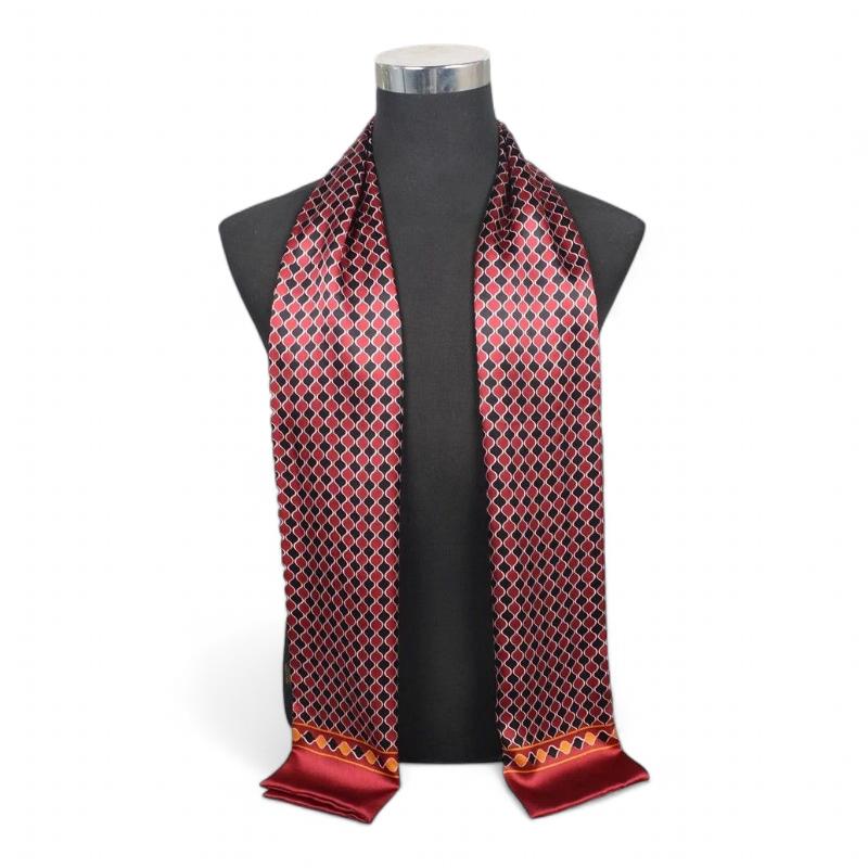 Écharpe Soie Homme Luxe Bordeaux et Rouge 162*27cm