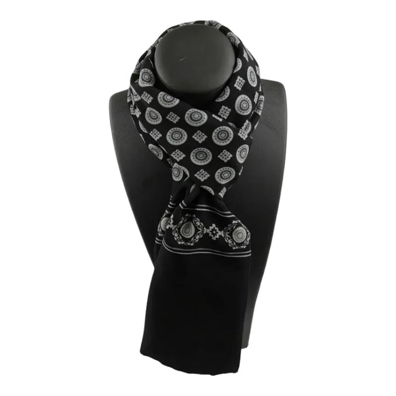 Echarpe Foulard pour Homme Noir et Gris 130*28cm