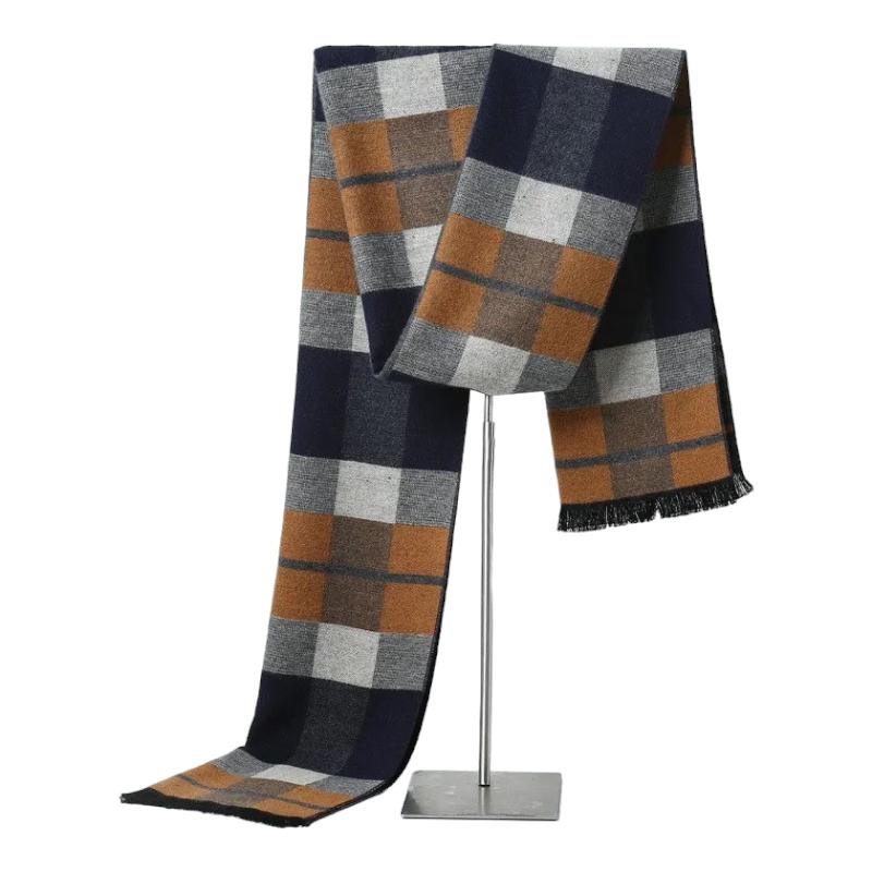 Echarpe Cachemire Homme Luxe Gris et Marron 180*30cm