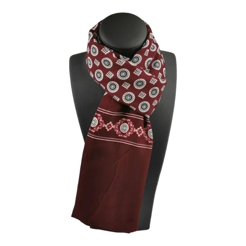 Foulard Cou pour Homme Bordeaux et Blanc 130X28cm