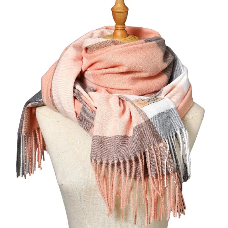 Echarpe Plaid Ecossais Corail et Gris Foncé