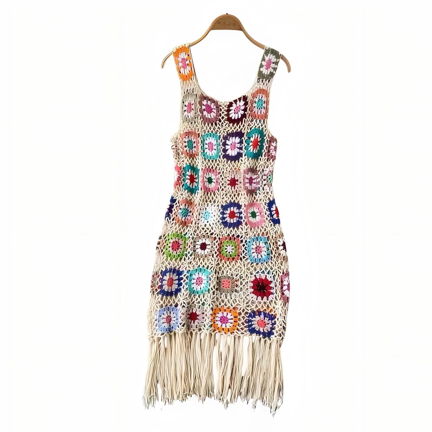 Robe de Plage en Crochet Ajourée Colorée