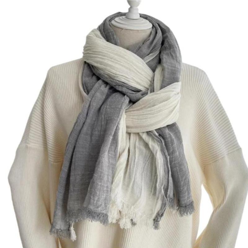 Chèche en Coton pour Homme - Gris Clair et Ivoire