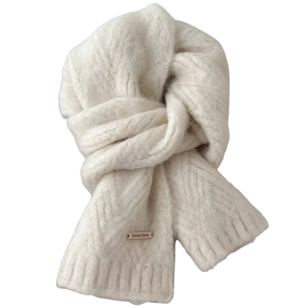 Echarpe Duveteuse Femme - Crème Écrue - 164x24cm