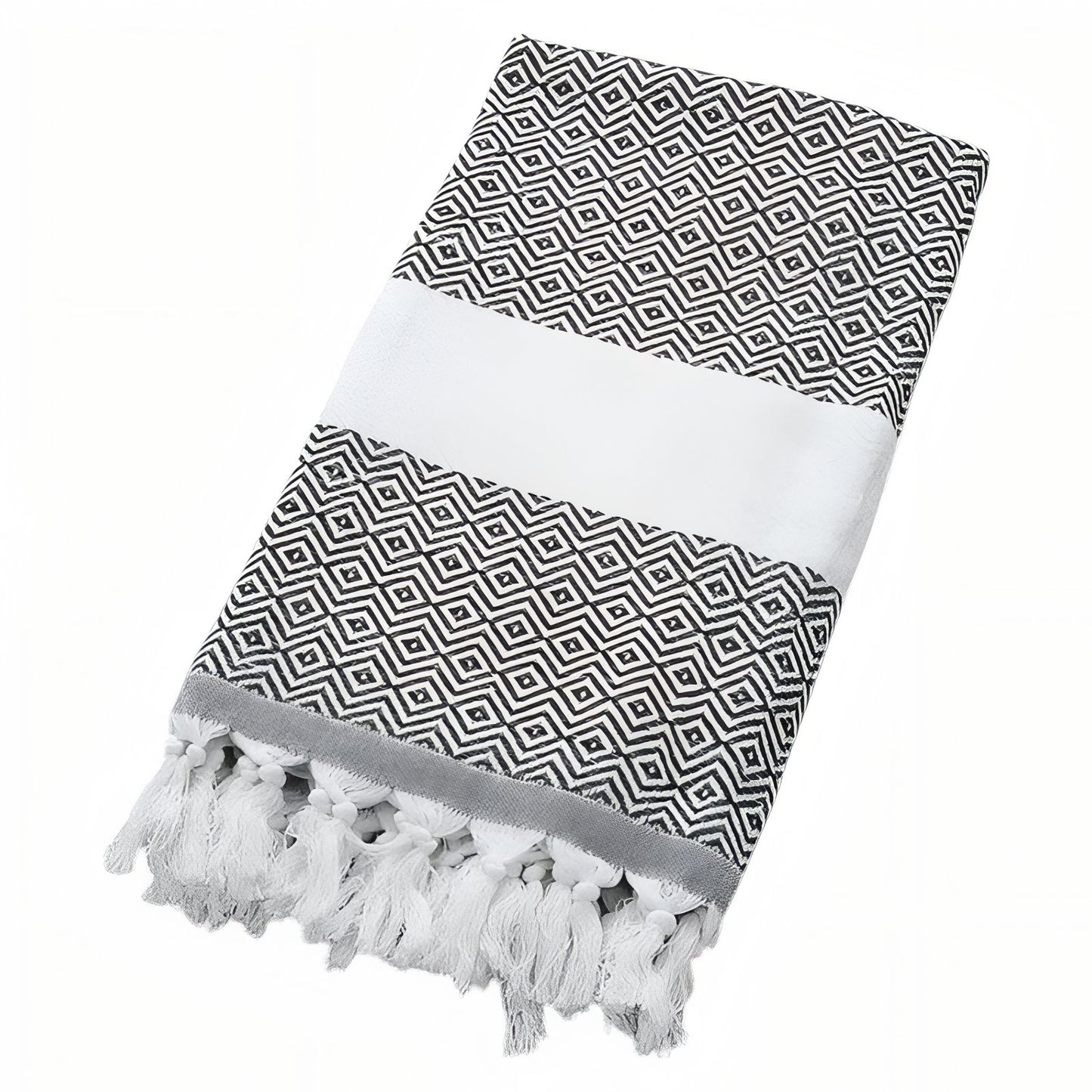 Fouta de Plage Eponge - Noir - 100x180cm