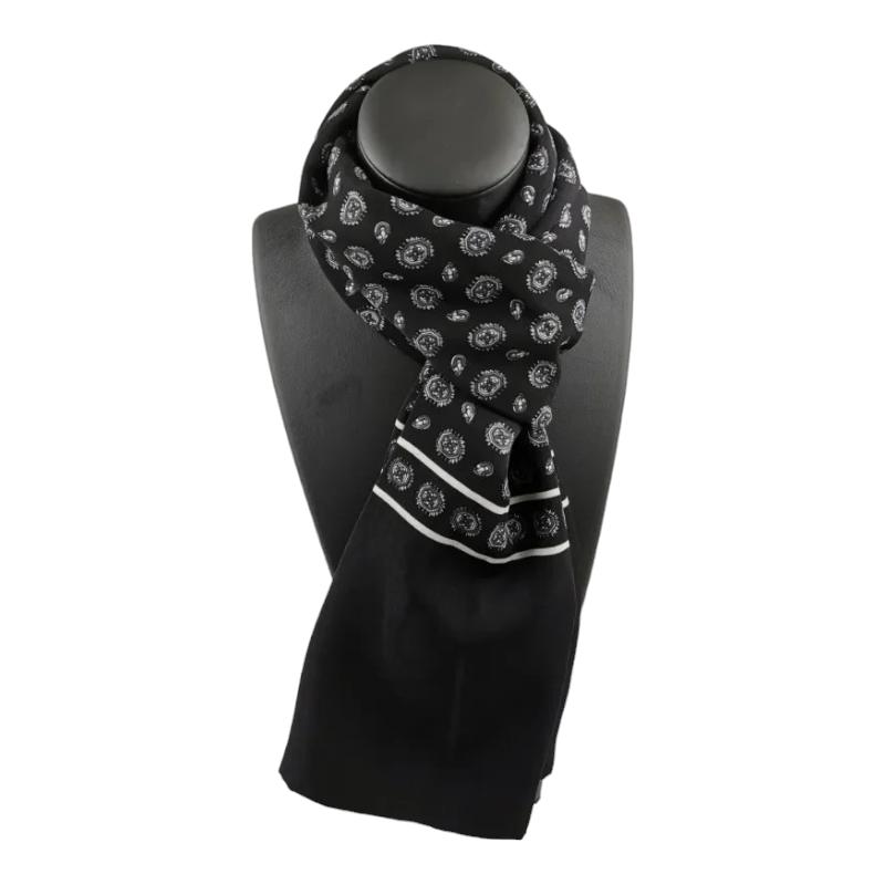 Echarpe Foulard pour Homme Noir et Blanc 130*28cm