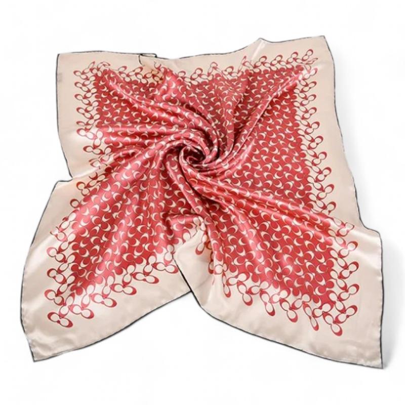 Carré de Soie Femme Luxe Rose Poudré et Crème 90*90cm
