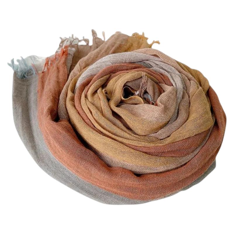 Echarpe Coton et Lin - Marron et Beige - 200*60cm