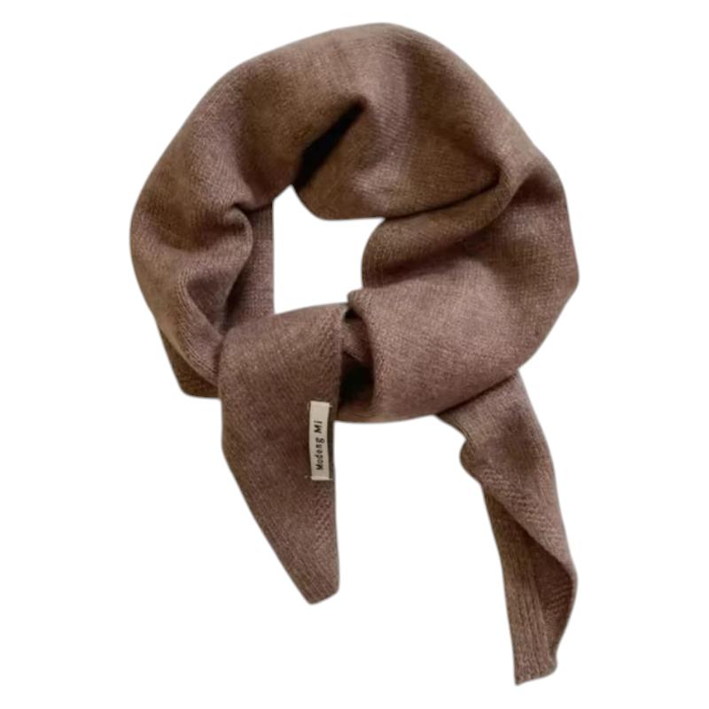 Echarpe Triangle Femme Tricotée - Marron Doux - 105x36cm