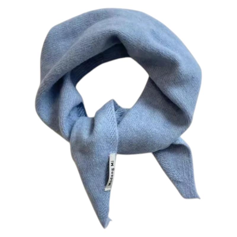 Echarpe Triangle Femme Tricotée - Bleu Ciel - 105x36cm