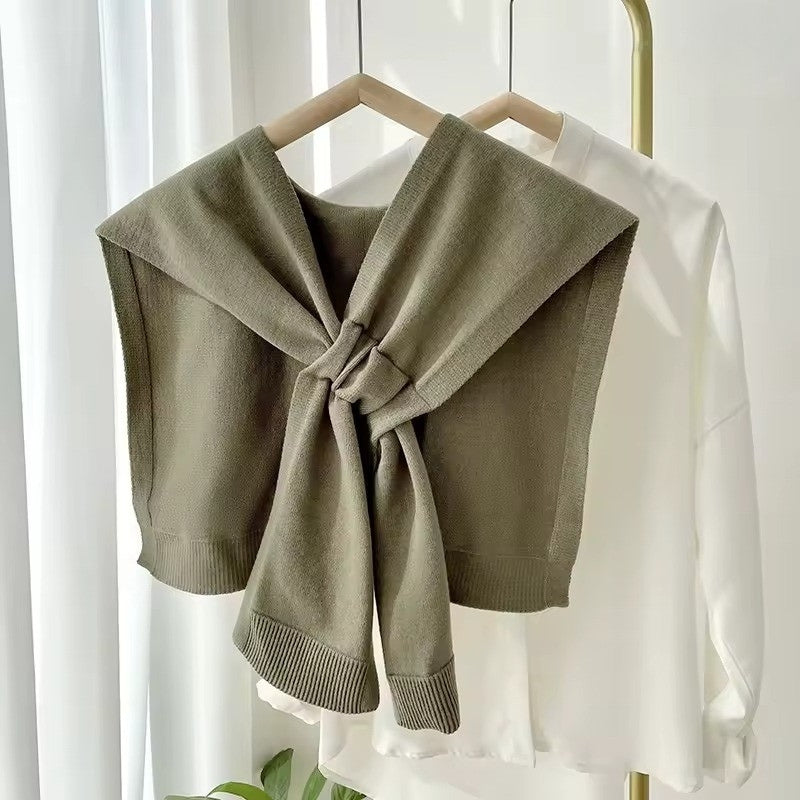Mini Châle Tricotée - Vert Olive - 90x45cm