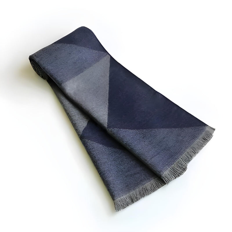 Echarpe Homme Hiver - Bleu Marine et Gris Clair - 180x30cm