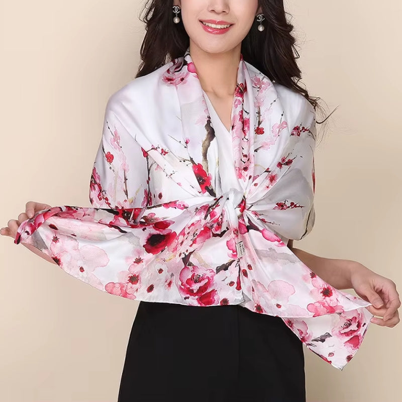 Écharpe Soie Femme Tendance portée à la main - Rose et Vert Menthe - Gris et Noir - Violet et Rose Pâle - Rose Pâle et Beige - Rose Poudré et Beige Clair - Gris et Rose Fuchsia - Jaune Doré et Bleu Ciel - Rouge et Noir - Vert Émeraude et Rose Pâle - Rose et Gris Foncé - Fuchsia et Bordeaux - Jaune Pâle et Rose Fuchsia - Rose Clair et Rose Foncé - Rose Clair et Vert Aqua - Blanc et Rouge