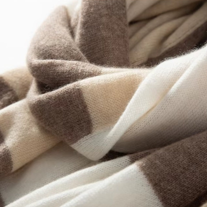 Écharpe Plaid Femme gros plan écharpe pliée - Beige - Gris