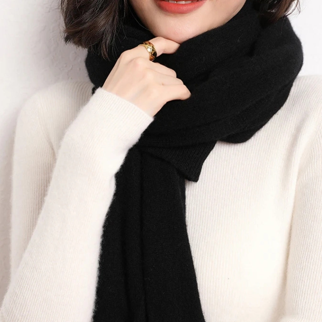 Écharpe Cape en Cachemire Femme portée autour du cou - Beige Doux - Blanc Pur - Noir Charbon - Marron Doux