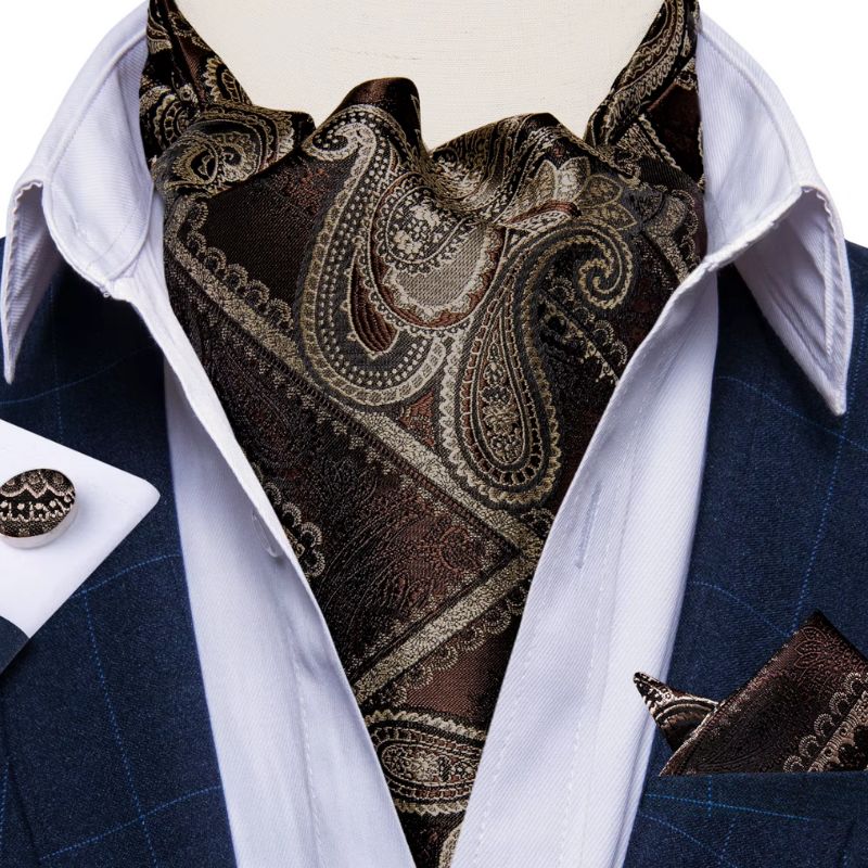 Cravate Ascot Bleu Marron