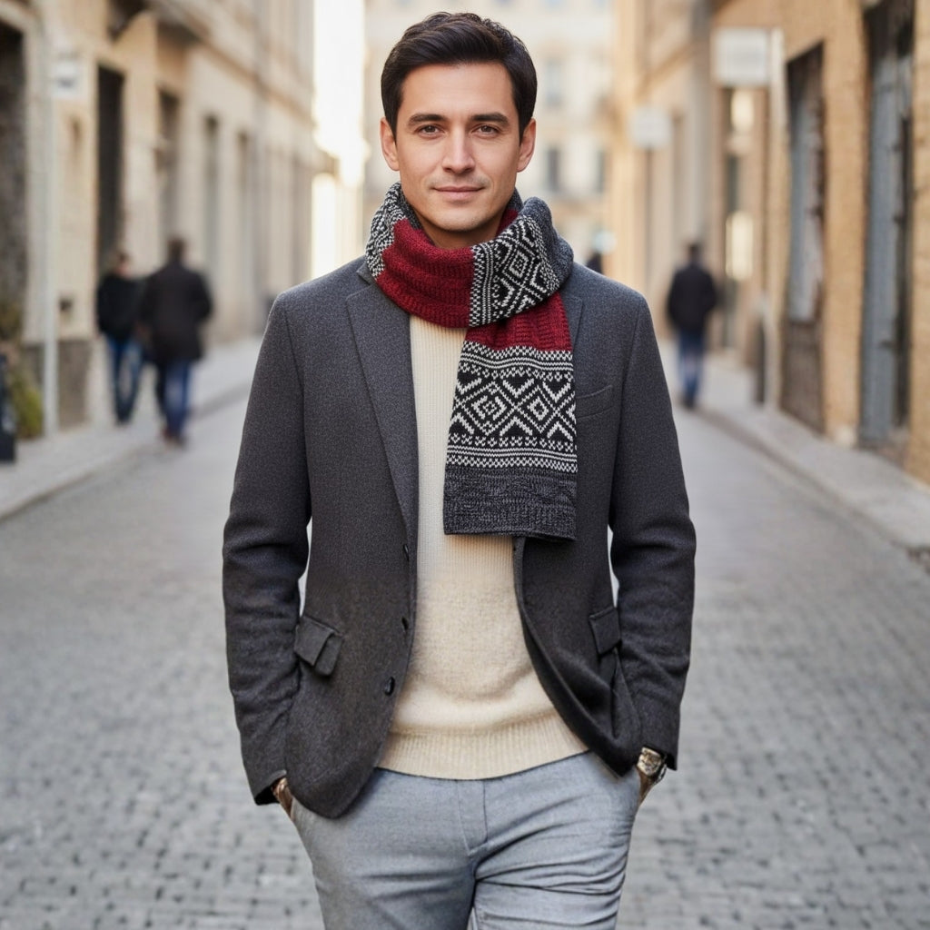 Echarpe Homme Motif Jacquard