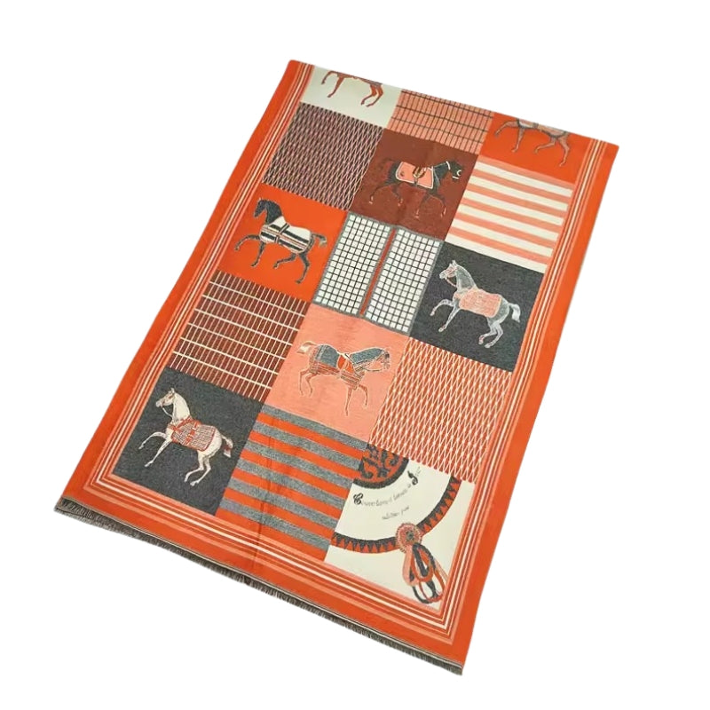 Etole à Motifs Graphiques - Orange 1 - 185x65cm